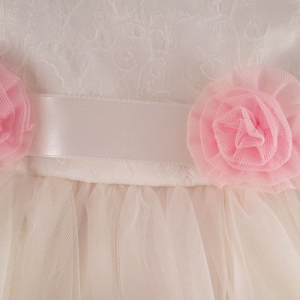 svecana-haljina-za-bebe-bela-cvetici-roze-detalj